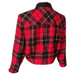 Vintage Howard Wolf Dallas Tarten Plaid Boucle Double Breasted Crop Jacket, Sz 8 Red Photo 8