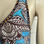 Trina Turk Sleeveless Silk Top Blouse Women’s Small Blue Retro Colorful Tropical Photo 3