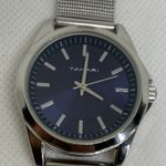 Tahari  women silver tone watch blue dial 34mm round case quartz analog running Photo 2