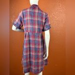 Reba  Red and Blue Buttoned Midi Dress Size Large 100% Cotton Side Pockets A1 Photo 9