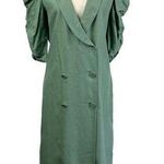 Vintage 70's Puff Sleeve Midi Dress Dieselpunk Green Size 10 Photo 0