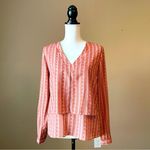 barney's new york BARNEYS NY | Coral Tiered V-Neck Blouse Sz 2 Photo 1