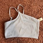 Aerie  Ribbed One Shoulder Crop Tank Top Blue Size Large NWT HAS  SMALL STAINS Photo 1