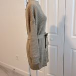 NWT Cozy Waffle Knit Crewneck Sweater Dress with Belt Tan Size Small Photo 8