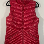 Talbots  Women Glossy Red Chevron Quilted Down Filled Puffer Vest Size S Photo 0