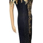 Glitz Black Tie Silk Gaudy  Glam Hollywood Formal Special Occasion Beaded Dress Photo 2