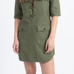 Zadig & Voltaire Green Military Lace Up Shift Dress With Embroidered Tiger Photo 0