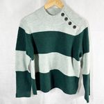 Whistles Stripe Button Neck Jumper Wool Blend Sweater Size Small Green Multi Photo 0