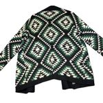 Bear Dance Cardigan Sweater Womens Small Green White Black Patterned Aztec Photo 2