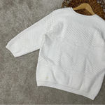 Vince Jacquard Pullover Sweatshirt 3/4 Sleeve Textured Cotton Blend White Size L Photo 8