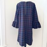 Nina Leonard  Plaid Navy Dress Puff Ruffle Sleeves Preppy Old Money Career Sz XL Photo 1