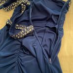 Hailey Logan Adrianna Papell Blue One shoulder Knit Evening Gown Womens Size 7/8 Photo 9