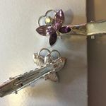 NEW SILVER PINK AND PURPLE BUTTERFLY JEWELED HAIR CLIPS Photo 1