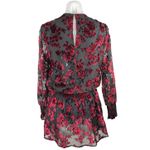 Parker  Carmindy Red Black Floral Velvet Burnout Long Sleeve Mini A-Line Dress S Photo 3