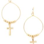 Gold Cross Drop Earring Photo 0