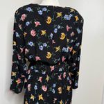 Vintage 80s Bedford Fair Belted Floral Midi Dress Women’s Size 16P Black Multi Photo 5