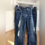 Amethyst Jeans 1101 Amethyst Flare Jeans 7 (30x32.5)  Low Rise Flap Pockets Stretch Distressed Photo 1