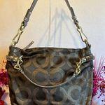 Coach  Signature Op Art Lurex Brooke Olive and Gold Hobo Bag Photo 0