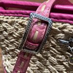 Brighton Straw & Pink Leather Vintage Purse adjustable strap crossbody B31 Photo 4