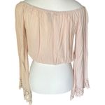 Forever 21 Women's S Blush Lace Detail Blouse Cropped Long Sleeve Boho Bohemian Photo 3