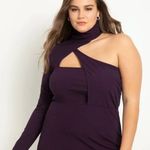 Eloquii  Asymmetric Fitted Midi Sweater Dress in purple, size 18/20‎ Photo 2