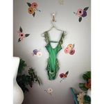 Aerie Green Floral Ruffled One-Piece Swimsuit - Size - Small Long Photo 3