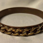 Vintage Retro Gold Tone Bangle Bracelet with Chain Link Design Photo 0