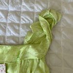 Free People Green Satin Floral Ruffle Top Photo 6