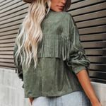 VICI olive Green Fringe Jacket Photo 0