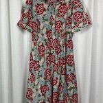 Bogner Red&Blue Floral Print Adrienne Dress Sz.US 12 Tan Photo 3