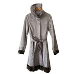 C2 Studio Velvet Trim Trench Coat Size Medium,‎ Gray Photo 2