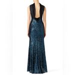 Badgley Mischka Sapphire Sequin Gown Maxi Low Back Dress $770 - Size 6 Photo 2