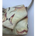 Vintage Magnifique Painted Peacock Art Leather Butterfly Floral Shoulder Bag White Photo 8