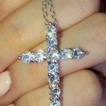 NEW Custom Cross Sterling S925 5 Star Cross Necklace Silver GLAM Photo 0