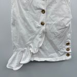 AMUR Beba White Mini Dress Women’s Size 4 Asymmetric Ruffle Hem Button Front White Photo 2