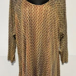 Indigo Soul 3XL Beige Brown Crochet Hi Lo Tunic Dress Sparkle Harvest Boho Earth Tan Size 3X Photo 0
