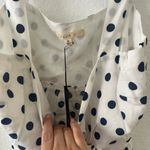 Le lis NWT ‎ Polka Dot Crop Ruffle Bow Blouse Top Medium Blue Photo 2