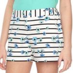 Elle NEW NWT White Black Blue Green Floral Striped Cotton Blend Short Shorts 16 Photo 0