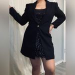 ZARA  Women Elegant Black Gold Button Long Shoulder Pads Lapel Collar Blazer M Photo 13