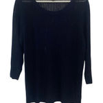 Talbots  100% linen size extra large, navy blue knit see-through blouse long leng Photo 0