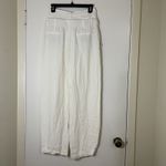 ZARA Double Waistband linen blend off white ivory wide leg pants small Photo 6