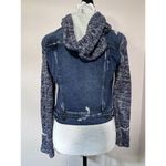 Free People  Jean Jacket Hoodie Casual Grunge Cotton Fall Indie Distressed XS Photo 6
