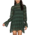 Free People  Simone Mock Neck Lace Mini Dress Green XS Photo 2