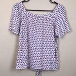 Lucky Brand Women’s Floral Print Square Neck Tie Knot Bottom Short Sleeve Shirt Photo 4