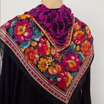 Morgan Taylor  Square Purple Floral Scarf Made in Italy 100% Photo 2