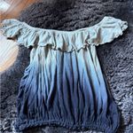 Free People  Cream and Blue Off-Shoulder Blouse Photo 1