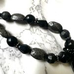 Laura Ashley black double strand beaded pendant necklace Photo 5