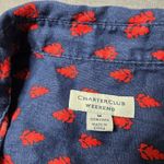 Charter Club  Weekend Leaf Print Linen Button Down Shirt Size: M Photo 4
