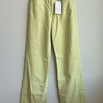 ZARA NWT Wide Flare Leg Green Solid Wash Raw Hem Jeans High Rise Size 8 Photo 0