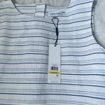 Calvin Klein  Size M White Blue Striped Top NWT Back Buttons Business Casual Chic Photo 8